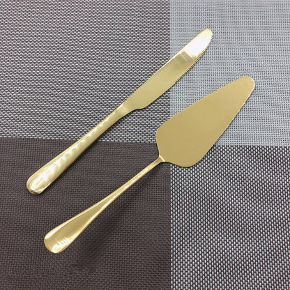 2pcs Wedding Cake Knife Set Classic Silver Plated Birthday Baroque Cake Server Silverware Kitchen Pizza Turner Cutlery 9.25''