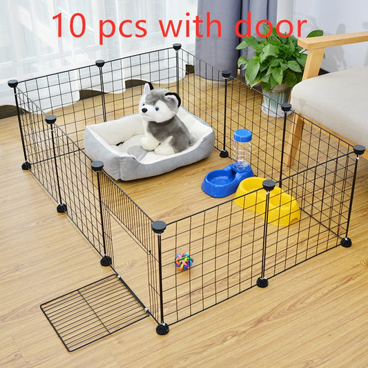 10PC Foldable Pet Playpen Iron Fence Crate Puppy Kennel House Exercise Training Puppy Space Dog Gate Pet Supplies