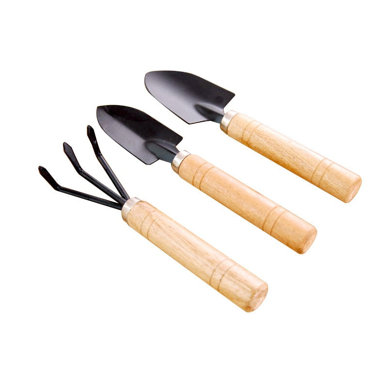 3pcs/set Mini Garden Tools Set Rake/Spade/Shovel With Wooden Handles Metal Head Gardener Bonsai Tool Garden Tools For Flowers