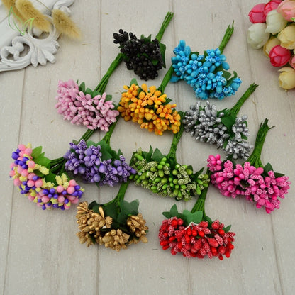 12 pcs stamen sugar handmade artificial flowers Cheap wedding decoration diy wreath needlework Gift box scrapbooking fake flower