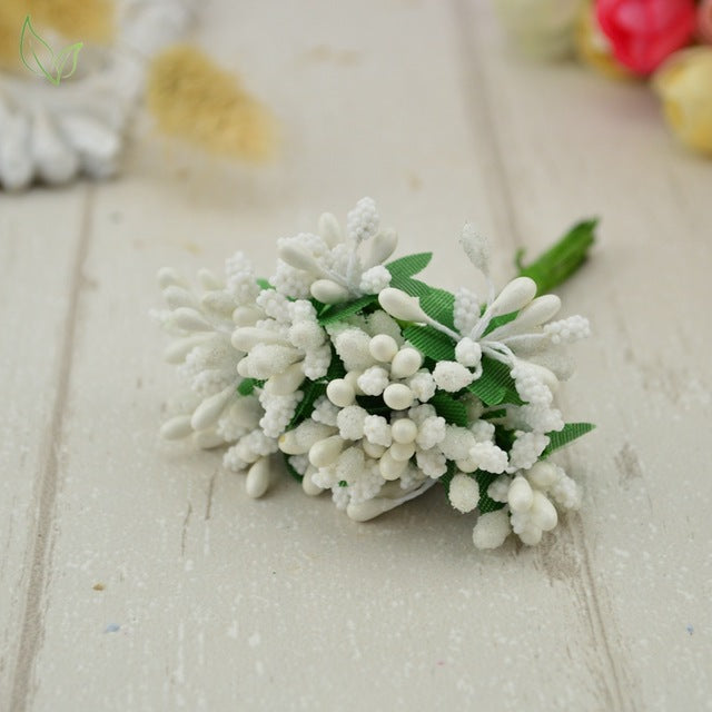 12 pcs stamen sugar handmade artificial flowers Cheap wedding decoration diy wreath needlework Gift box scrapbooking fake flower