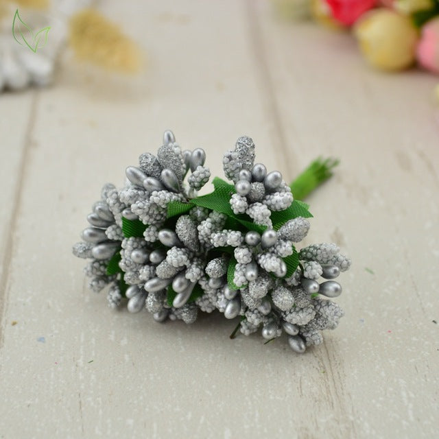 12 pcs stamen sugar handmade artificial flowers Cheap wedding decoration diy wreath needlework Gift box scrapbooking fake flower