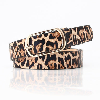 Vintage Snake Leopard Print Belt for Women Black Fashion Waist Leather Belt for Lady Female Waistband Belts