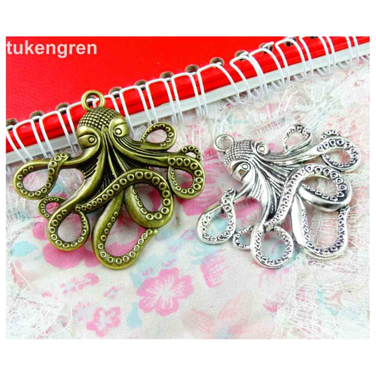 10pcs Octopus Charms DIY Jewelry Making Pendant Fit Bracelets Necklaces  Handmade Crafts Antique Silver Plated Bronze Charm