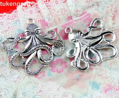 10pcs Octopus Charms DIY Jewelry Making Pendant Fit Bracelets Necklaces  Handmade Crafts Antique Silver Plated Bronze Charm