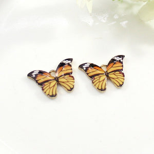 10pcs Color Printed Alloy Butterfly Pendant DIY Craft Supplies Materials Earring Necklaces Jewelry Accessory Decoration Supplies