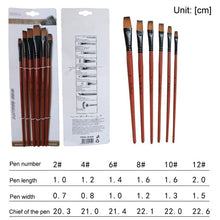 Load image into Gallery viewer, Art Model Paint Nylon Hair Acrylic Oil Watercolor Drawing Art Supplies Brown 6 Pcs Painting Craft Artist Paint Brushes Set
