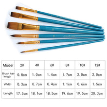 Load image into Gallery viewer, Art Model Paint Nylon Hair Acrylic Oil Watercolor Drawing Art Supplies Brown 6 Pcs Painting Craft Artist Paint Brushes Set
