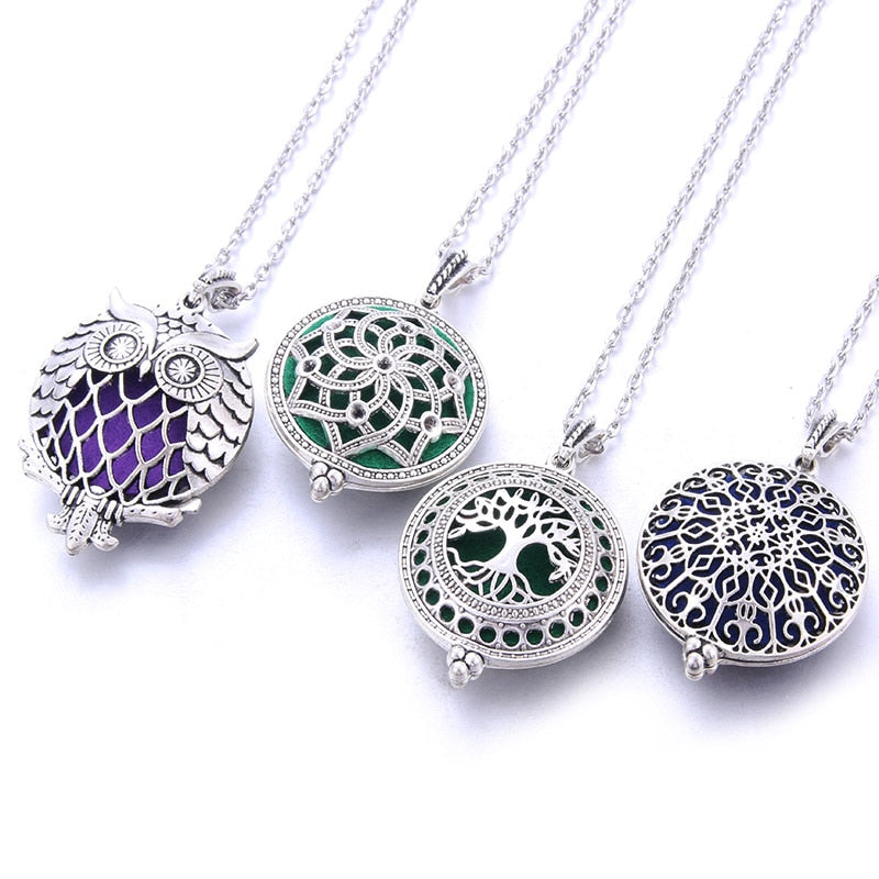 Choose Aromatherapy Necklace Vintage Flower Butterfly Essential Oil Diffuser Necklace Perfume Lockets Pendants