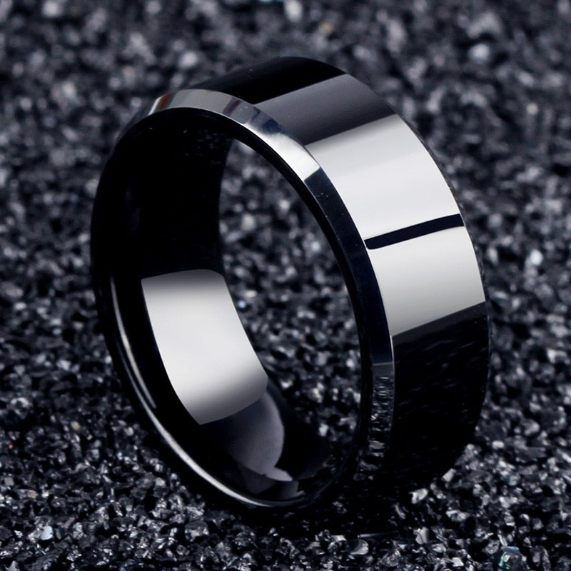 Fashion Jewelry Ring Mend Stainless Steel Black Rings For Men Women Goth Punk Rock Metal Ring Stainless Steel Black Gold Silver