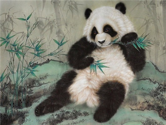 Diamond Painting Kit Asian Panda Eating Bamboo AB Drills Kits for Adults DIY Mosaic Cross Stitch Pattern Handmade Embroidery Kits Wall Décor