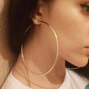 40mm 60mm 70mm 80mm Exaggerate Big Smooth Circle Hoop Earrings Simple Party Round Loop Earrings for Women Jewelry Choose Style Gold Silver