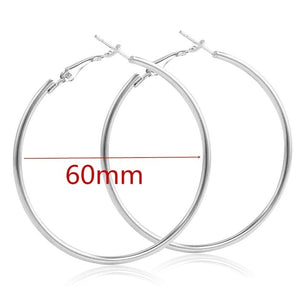 40mm 60mm 70mm 80mm Exaggerate Big Smooth Circle Hoop Earrings Simple Party Round Loop Earrings for Women Jewelry Choose Style Gold Silver