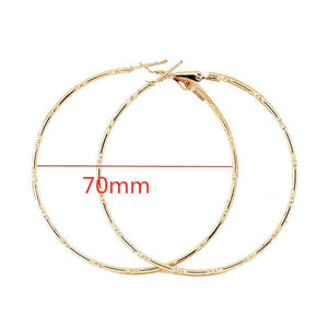 40mm 60mm 70mm 80mm Exaggerate Big Smooth Circle Hoop Earrings Simple Party Round Loop Earrings for Women Jewelry Choose Style Gold Silver