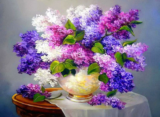 Purple Flower Arrangement 5D Diamond Dotz or Square Painting Kit DIY Full Drill Diamonds Arts Crafts Embroidery Rhinestone Painting Home Decoration