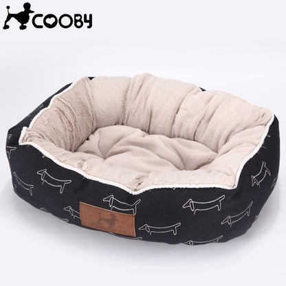 Pet Bed For Dogs or Cats Black Dog Beds with Doggy Pattern Pet Products For Dogs Puppies Cats Bed Cushion Lounger Cat Sofa Pet Supplies