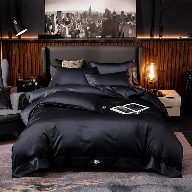 6-Styles Hotel Quality Silky Soft Egyptian Cotton Bedding Set Queen King Size 4/6Pc 1 Duvet Cover 1Bed Sheet  Pillow Shams