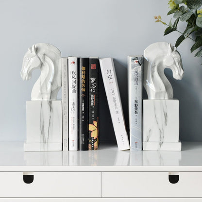 Strongwell Nordic Horse Statue Book Stand Retro Bookends Resin Craft Office Study Desktop Art Ornaments Home Decoration Gift