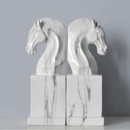 Strongwell Nordic Horse Statue Book Stand Retro Bookends Resin Craft Office Study Desktop Art Ornaments Home Decoration Gift