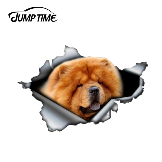 13cm x 8.8cm Red Chow Chow sticker Jump Time decoration 3D Pet Graphic Vinyl Decal Car Window Laptop Bumper Animal Car Stickers