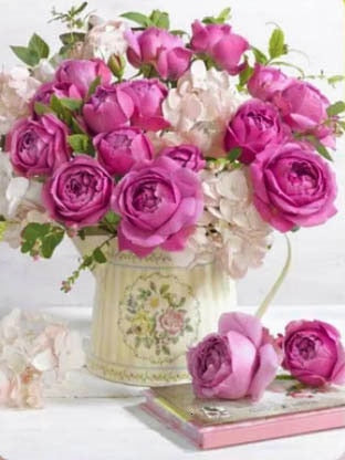 5D DIY Diamond Painting Pink Flower Cross Stitch Kit Mosaic Diamond Embroidery Rose Full Square Drill Home Decoration