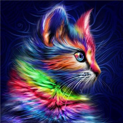 Colorful Kitten Pet 5D DIY Diamond Painting Full Drill Square/Round Cross Stitch Embroidery Rhinestone Diamond Art