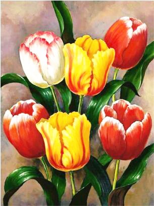 Tulips Flower 5D Diamond Painting Kit Full AB Drills Kits for Adults Kids DIY Mosaic Cross Stitch Pattern Handmade Embroidery Kits Wall Décor