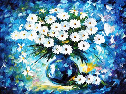 White Daisy 5D Diamond Painting Kits Round or Square Full Drill Acrylic Diamonds Embroidery Cross Stitch for Men or Women Décor