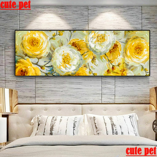 Wide-panel 5D Flower Crystal Painting Kit Decorative DIY Home Decoration Round Square Diamonds Do It Yourself Art Project Relaxation Therapy