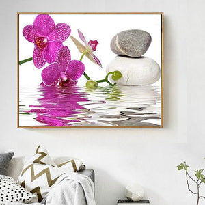 Orchid Scenery 5D Crystal Paintings Decorative DIY Home Decoration Round Square Inlay Diamonds Do It Yourself Art Project Relaxation Therapy