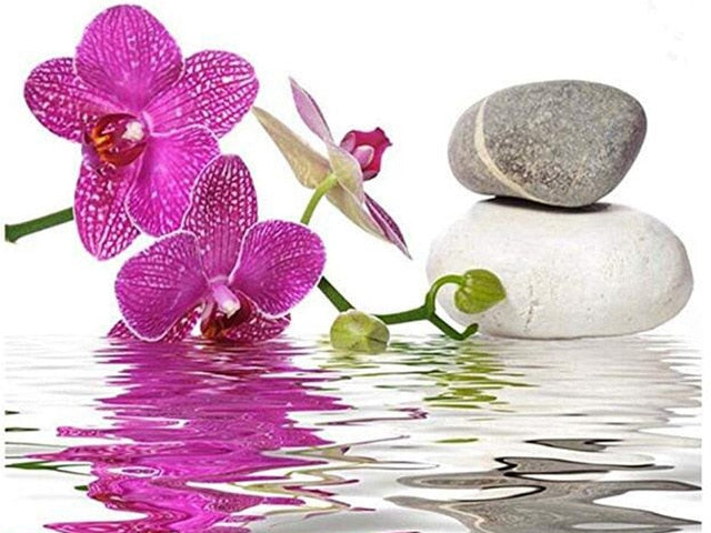 Orchid Scenery 5D Crystal Paintings Decorative DIY Home Decoration Round Square Inlay Diamonds Do It Yourself Art Project Relaxation Therapy