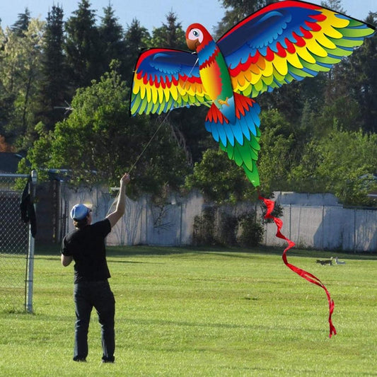 Realistic Big 3D Parrot Kite Children Flying Kite Outdoor Fun Playing Cloth Toy Flying Toys with 100m Line