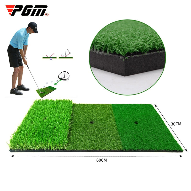 Golf Hitting Mat 3 Practice Grasses with Rubber Tee Hole Golf Training Aids Indoor Outdoor Tri-Turf Golf Hitting Grass Golf Mats