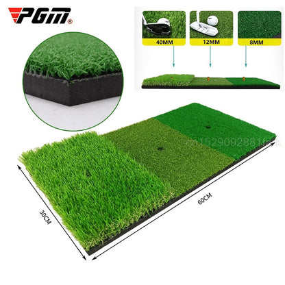 Golf Hitting Mat 3 Practice Grasses with Rubber Tee Hole Golf Training Aids Indoor Outdoor Tri-Turf Golf Hitting Grass Golf Mats