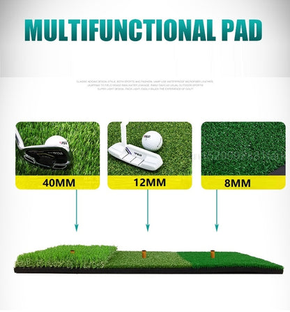 Golf Hitting Mat 3 Practice Grasses with Rubber Tee Hole Golf Training Aids Indoor Outdoor Tri-Turf Golf Hitting Grass Golf Mats