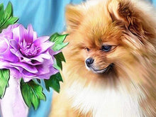 Load image into Gallery viewer, DIY Picture of Dog Purple Flower 5D Diamond Painting Full Square/Round Rhinestone Diamond Embroidery Home Decor Diamond Art
