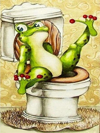 Cartoon Toilet Frog 5D DIY Diamond Painting Full Square Drill Cross Stitch  Embroidery Rhinestone Decor Wall Art Mosaic