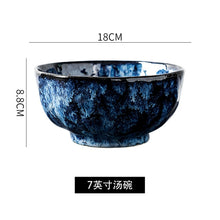 Load image into Gallery viewer, Creative Japanese Retro Blue Dishes Ceramic Dinner Plates And Bowls Kiln Changed Tableware Dinnerware Pick and Choose Set
