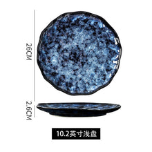 Load image into Gallery viewer, Creative Japanese Retro Blue Dishes Ceramic Dinner Plates And Bowls Kiln Changed Tableware Dinnerware Pick and Choose Set
