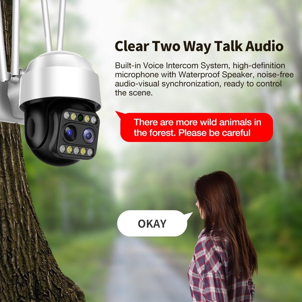 Deluxe 1080P Dual Lens Outdoor Wireless Security Camera PTZ Speed Dome External Wifi Street Video Camera Motion Alert