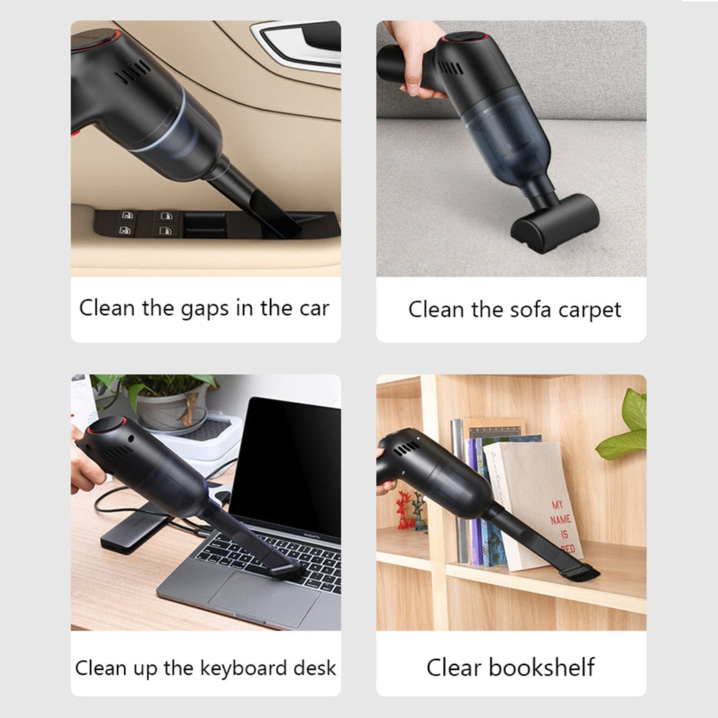 Wireless Car Vacuum Cleaner Cordless Handheld Auto Vacuum Home & Car Dual Use Mini Vacuum Cleaner With Built-in Battery