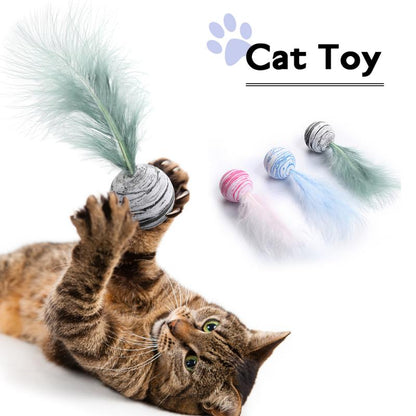 1pc Super Funny Cat Toy Star Ball Plus Feather Light Material Foam Ball Throwing Toy Star Texture Ball Feather Toy For Dog Cat New