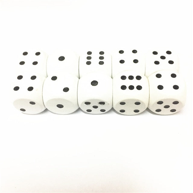 10pcs Wood Dice D6 Sided Dice 16mm Digital number or point Cubes Round Coener For Kid Toys Board Games