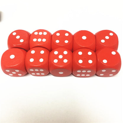 10pcs Wood Dice D6 Sided Dice 16mm Digital number or point Cubes Round Coener For Kid Toys Board Games