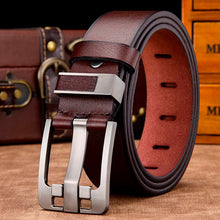 Load image into Gallery viewer, Men Brown Belt Male High Quality Leather Belt Men Male Genuine Leather Strap Luxury Pin Buckle Fancy Vintage Jeans Belt
