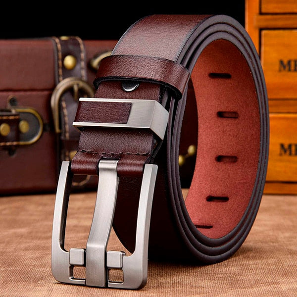 Men Brown Belt Male High Quality Leather Belt Men Male Genuine Leather Strap Luxury Pin Buckle Fancy Vintage Jeans Belt