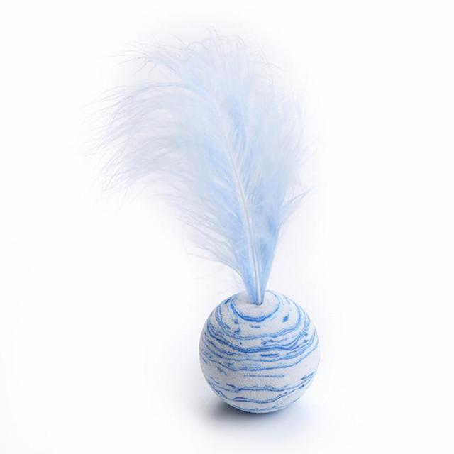 1pc Super Funny Cat Toy Star Ball Plus Feather Light Material Foam Ball Throwing Toy Star Texture Ball Feather Toy For Dog Cat New