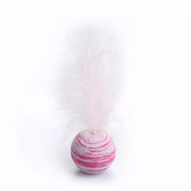 1pc Super Funny Cat Toy Star Ball Plus Feather Light Material Foam Ball Throwing Toy Star Texture Ball Feather Toy For Dog Cat New