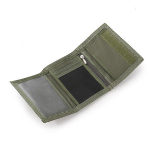 Men Trifold Velcro Wallet Men's Fashion Nylon Canvas Keychain Holder Window Card Holder Velcro Pocket Zipper Choose Color