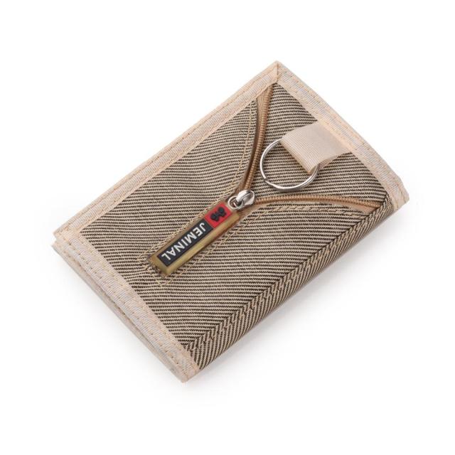Men Trifold Velcro Wallet Men's Fashion Nylon Canvas Keychain Holder Window Card Holder Velcro Pocket Zipper Choose Color